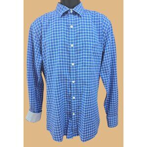 Johnston & Murphy Mens Blue Jacquard Dress Shirt Large